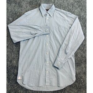 Thomas Pink Button Down Shirt Mens  15 33.5 Blue White Imperial 170s 100% Cotton